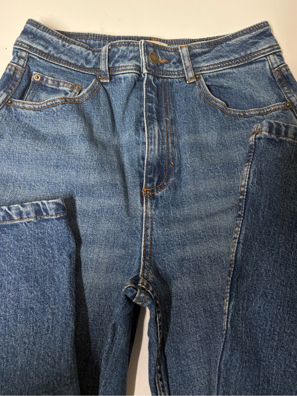 Sezane Le Crop Wide Leg Blue Rigid Denim Jeans - Picture 7 of 11